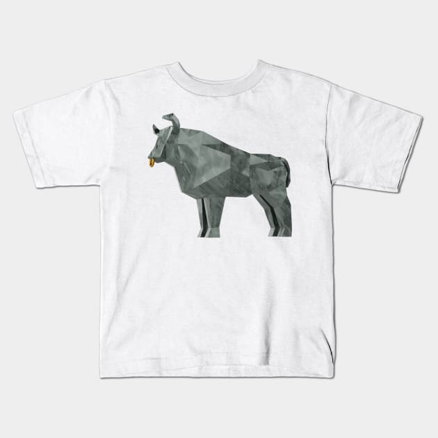 Grey Metal Bull, symbol of the new year 2021 Kids T-Shirt by 3DVictory